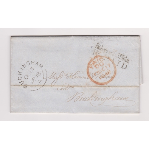 131 - Great Britain 1848 Postal History - E.L.dated 17th Oct 1848 London posted to Buckingham-black 2 line... 