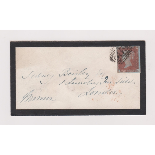 138 - Great Britain 1851 - Envelope posted to London SG8 1d red cancelled with numeral town strike. Partia... 