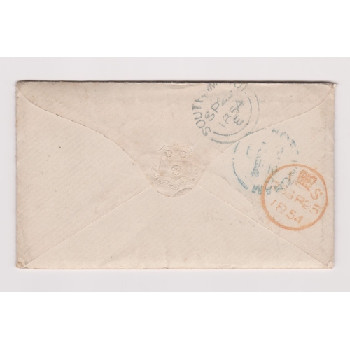 141 - Great Britain 1854 - Envelope with contents dated Sept 25th Southampton on a foundry's headed paper ... 