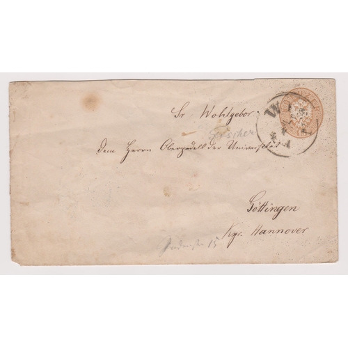 149 - Austria 1864 - Michel U20 pre paid envelope 15Ks light brown postage cancelled Vienna posted to Gott... 