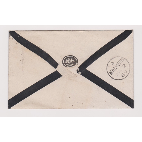 152 - Great Britain 1869 - Envelope posted to Great Malvern cancelled 1.7.69 with a Torquay duplex cancel ... 