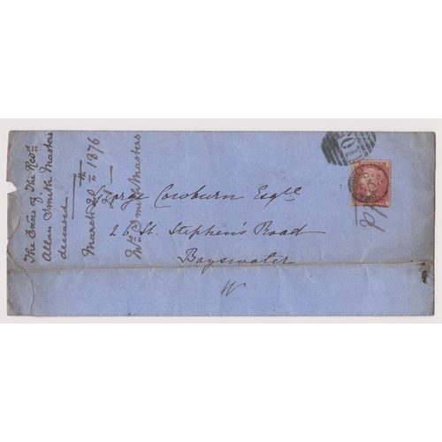 159 - Great Britain 1876 - Envelope posted to Bayswater cancelled MR20 76 with a Bracknell duplex cancel o... 