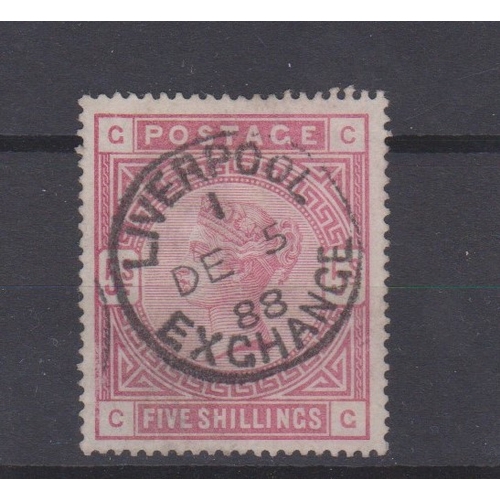 174 - Great Britain 1883-84 - SG180 F/used 5s rose nice Liverpool Exchange cancel-cat Value £250