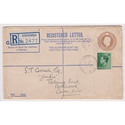 222 - Great Britain 1941-Michel EU49B prepaid registered  envelope with enclosed letters posted to Cowes I... 