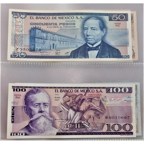 770 - Mexico 1925-2000-A collection of (31 notes) values to 10,000 pesos,VG to AUNC includes 150 pesos (P5... 