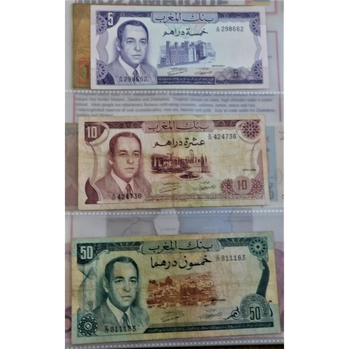 773 - Morocco 1921-2000- Range of (16 ) includes 5 Francs P8,P25,P58, mostly VG