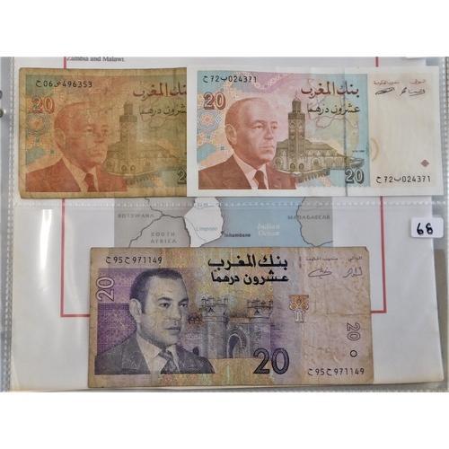 773 - Morocco 1921-2000- Range of (16 ) includes 5 Francs P8,P25,P58, mostly VG