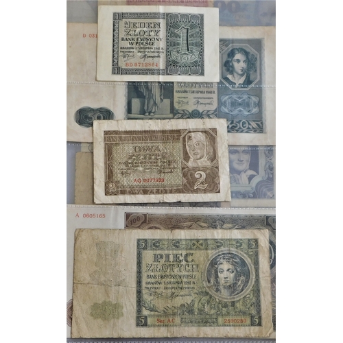 813 - Poland 1919-1994-(P23-P176) a collection of (39 notes) includes 1/22 50,000 maker, exile + exile occ... 