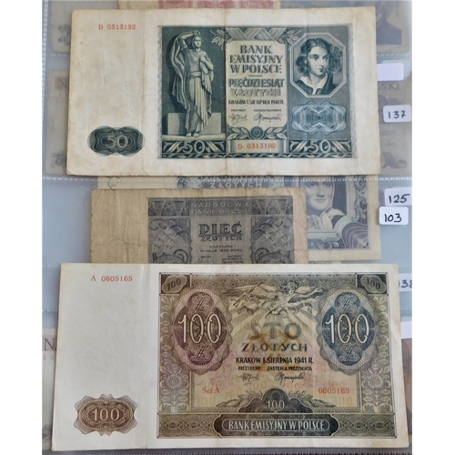 813 - Poland 1919-1994-(P23-P176) a collection of (39 notes) includes 1/22 50,000 maker, exile + exile occ... 