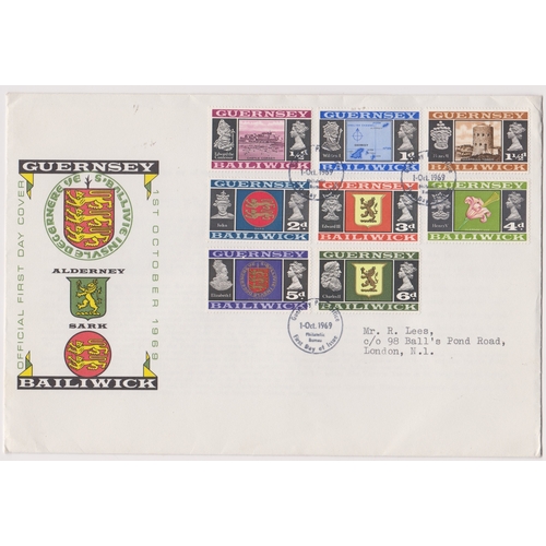 346 - Guernsey 1969(1 Oct) - 1/2 to £1 set (16) on First Day Covers