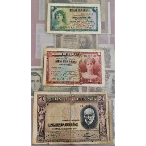 852 - Spain 1928-(P74,75+ P76) to 1992 (P164) range of early issues-unused condition P153 GVF,P158 AUNC, P... 