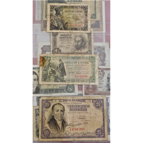 852 - Spain 1928-(P74,75+ P76) to 1992 (P164) range of early issues-unused condition P153 GVF,P158 AUNC, P... 