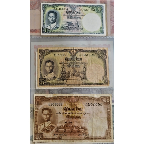 865 - Thailand 1953-2007-A fine collection of (33 notes) P63-P47 many AUNC includes P117 in uncut-strip of... 