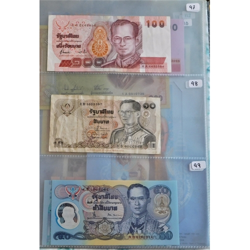 865 - Thailand 1953-2007-A fine collection of (33 notes) P63-P47 many AUNC includes P117 in uncut-strip of... 