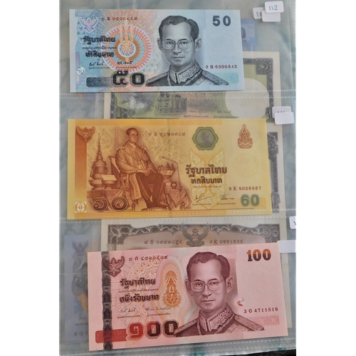 865 - Thailand 1953-2007-A fine collection of (33 notes) P63-P47 many AUNC includes P117 in uncut-strip of... 