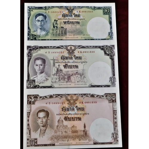 865 - Thailand 1953-2007-A fine collection of (33 notes) P63-P47 many AUNC includes P117 in uncut-strip of... 