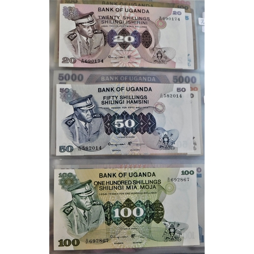 875 - Uganda 1966-2003-A good range of (34 notes) some VG many EF or better