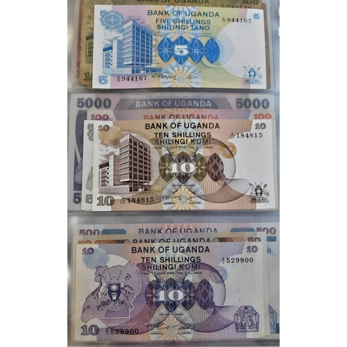 875 - Uganda 1966-2003-A good range of (34 notes) some VG many EF or better