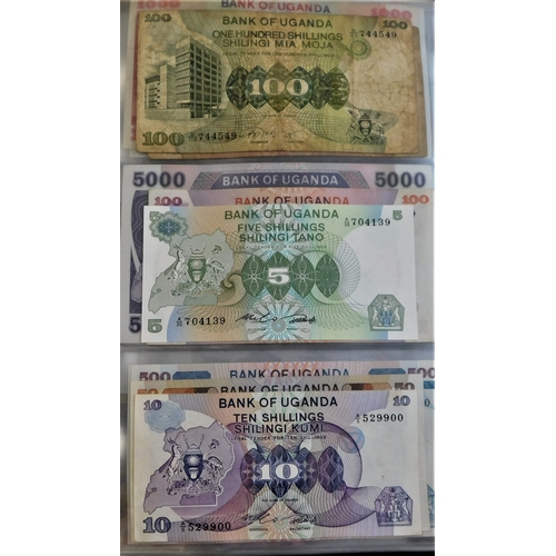 875 - Uganda 1966-2003-A good range of (34 notes) some VG many EF or better