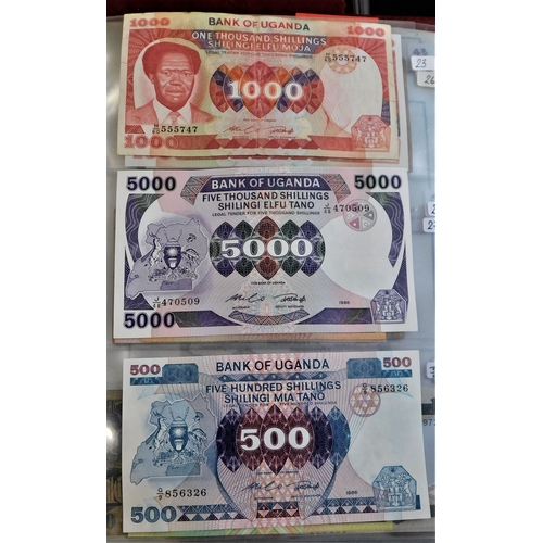 875 - Uganda 1966-2003-A good range of (34 notes) some VG many EF or better