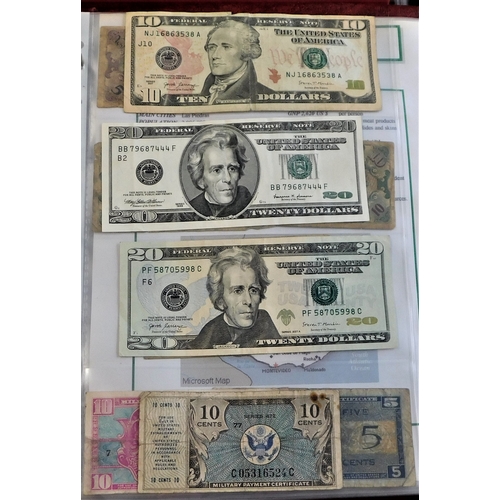 878 - USA-A range of dollars, 2 dollars,5 dollars and 20 dollars (9) with a range of Military notes-mixed ... 