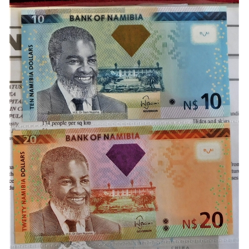 792 - Namibia 2001-10 dollars (P1) 100 dollars (P3) 1996-20 dollars(5) 50 dollars (P7) 10 dollars and 20 d... 