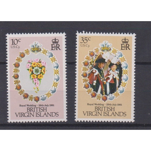 533 - British Virgin Islands 1981-Royal Wedding SG463 u/m 10c SG464 u/m 35c both with inverted w/mks