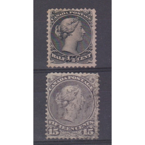 535 - Dominion of Canada 1868-90-SG53 m/m 1/2c black SG69 used 15c state-cat value £115