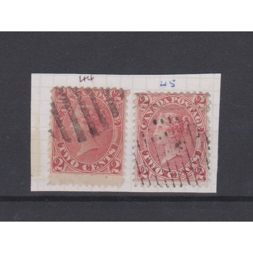 539 - Colony of Canada 1864-SG44 used 2c rose red SG45 used 2c bright rose-cat value £240