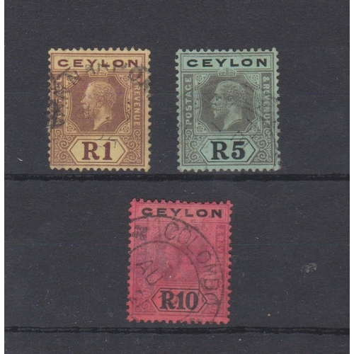 546 - Ceylon 1912-25-SG315 used 1r SG317 used 5r SG320 used 10r-cat value £139.50