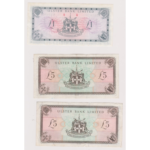 900 - Northern Ireland-Ulster Bank Ltd-1976 One Pound,P325b,AUNC-1998 Five Pounds,P335b,VF-2001 Five Pound... 