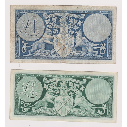 911 - Scotland-National Commercial Bank of Scotland Ltd 1959 (SC601) VF one pound and 1966 (SC602a) GVF on... 