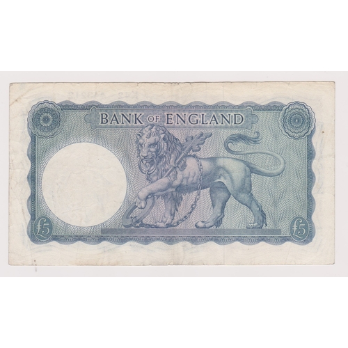 923 - Bank of England 1961-Five pounds L.K. O'Brien,K42-BE98d,VF