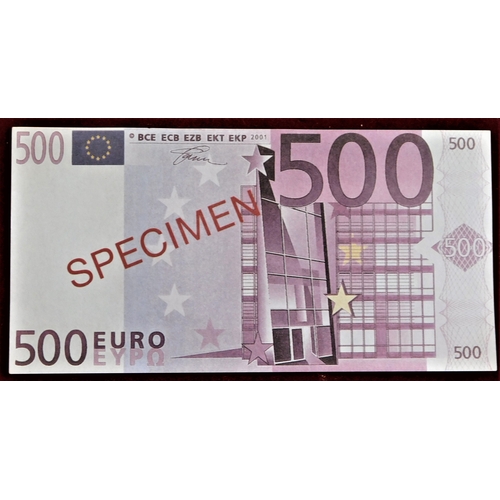 927 - 2001-European Central Bank Euro's set 5,10,20,50,100,200 and 500 euros over print 'specimen' scarce-... 