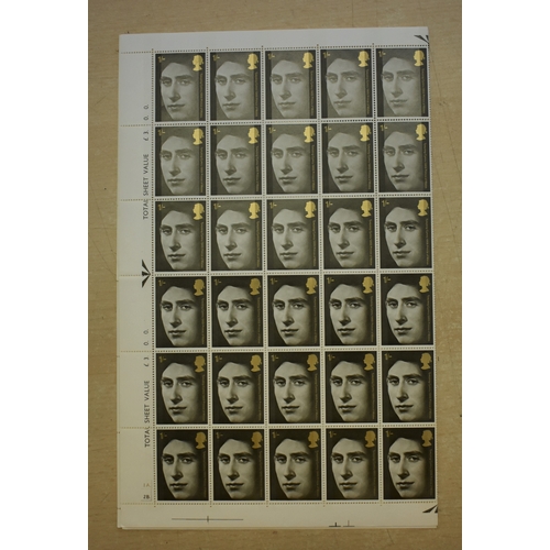 262 - Great Britain 1969-Investiture of HRH The Prince of Wales-SG802a sheet of (24) u/m stamps of (3) SG8... 