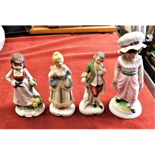 30 - (4)- China Figures - no makers name (1 man, woman, child small) 1 girl large - good condition