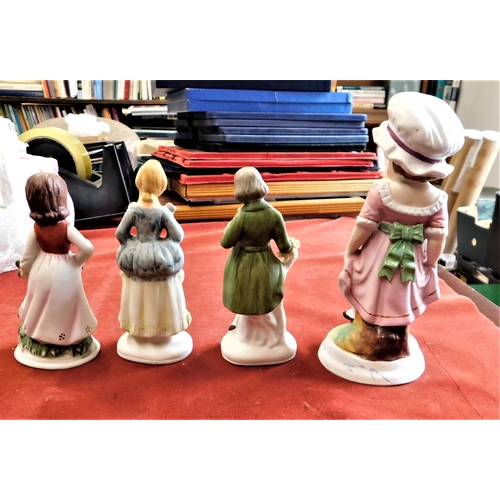 30 - (4)- China Figures - no makers name (1 man, woman, child small) 1 girl large - good condition