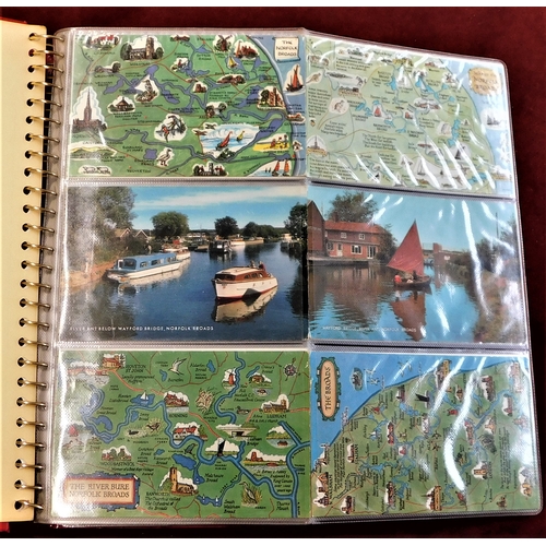 330 - Norfolk Broads-An extensive collection of postcards in a album-all the earlier colour postcards 1960... 