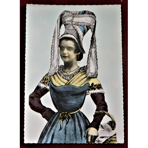 393 - Normandy'-Series of postcards of women in national dress costume-coloured + R.P (12)