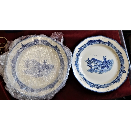 48 - Royal Doulton 'Norfolk' Dinner plates, (4) octagonal dinner plates, blue/white, slight chips to the ... 