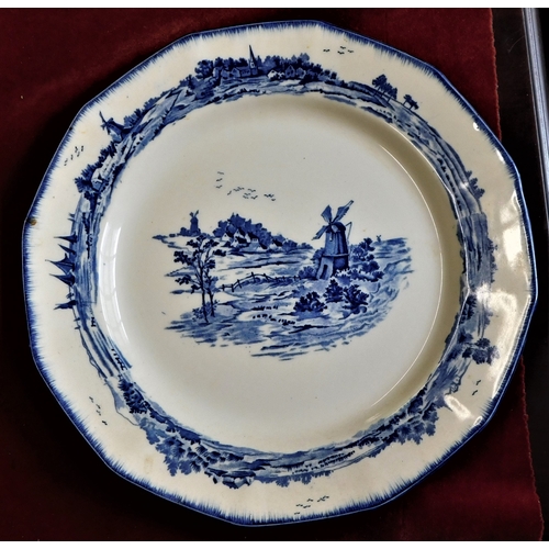 48 - Royal Doulton 'Norfolk' Dinner plates, (4) octagonal dinner plates, blue/white, slight chips to the ... 