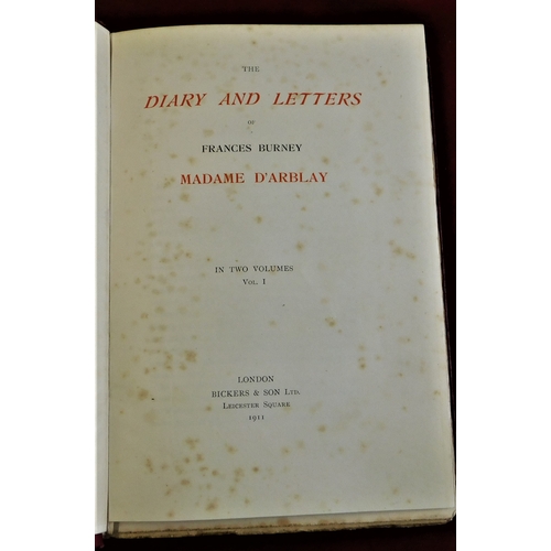 93 - The Diary and letter of Frances Burney - Madame D'ArBlay - little foxing 1911