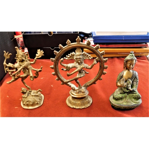 473 - Brass (Thai) Figurines (3) - weight 1.8 kilos in brass very good condition measurement approx. 17cm ... 