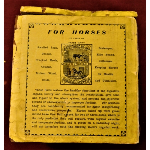 479 - Box-Rare Horse-Sheep-Cattle Medkind Box 19th C -'Cupiss' Constitution Balls Francis Cupliss-Diss Nor... 