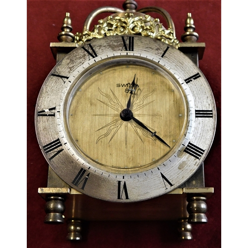 483 - Carriage Clock - SWIZA 13cm high x 6cm decorative not working fair condition