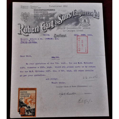 182 - Letter 20th June 1928 - Robert Craig + Sons (Engineers) Ltd - Letter to Abbott + Co(Newark) Ltd - As... 