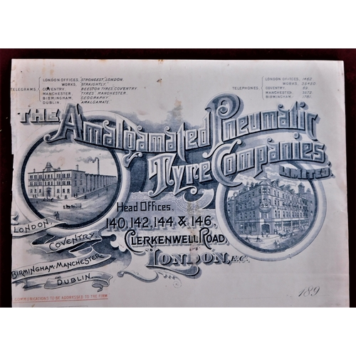 186 - Letter Head - The Amalgamated Pneumatic Tyre Companies Ltd - paper with letter heading and signature... 