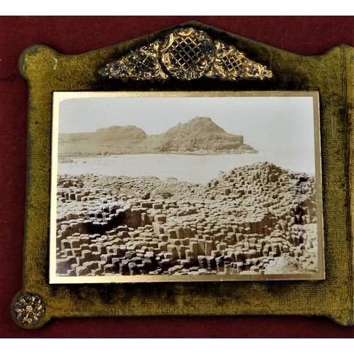 216 - Photos- of the Giant Causeway in photo frame probably Victorian - black and white good condition