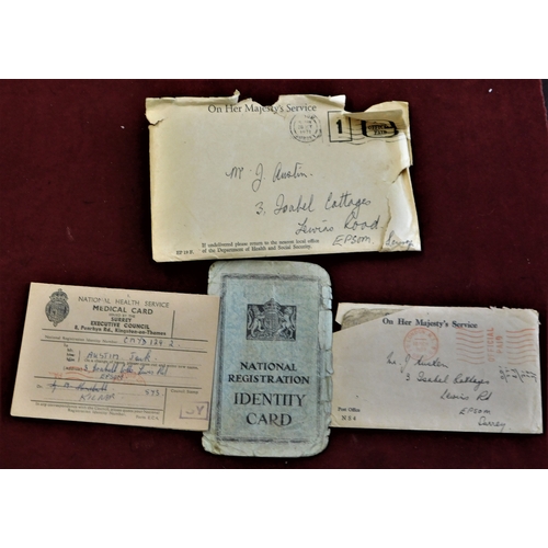 214 - Jack Austin - Driving Licence 1934 - and medical cards etc - (worn) leather wallet - fair condition