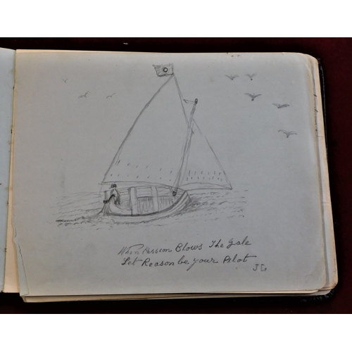 215 - Autograph Book - with poems and photos and drawings early 1900's book in poor condition